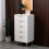 Commode en laque blanche, poignées et pieds dorés, 5 tiroirs 5