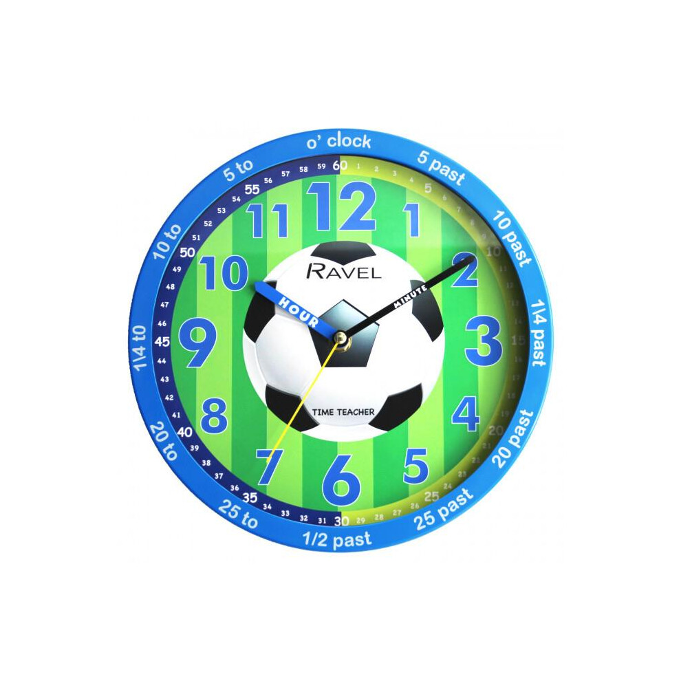 Ravel 25cm Time-Teacher Wall Clock - Blue Football R.KC.12