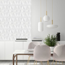 (Matte White, Set of 18) 3D Wall Panels (50x50cm) Decorative Diamond Design