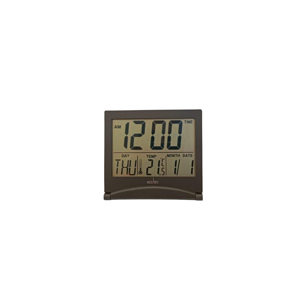 Acctim Mini Flip 2 Folding Travel LCD Alarm Clock Black 15783