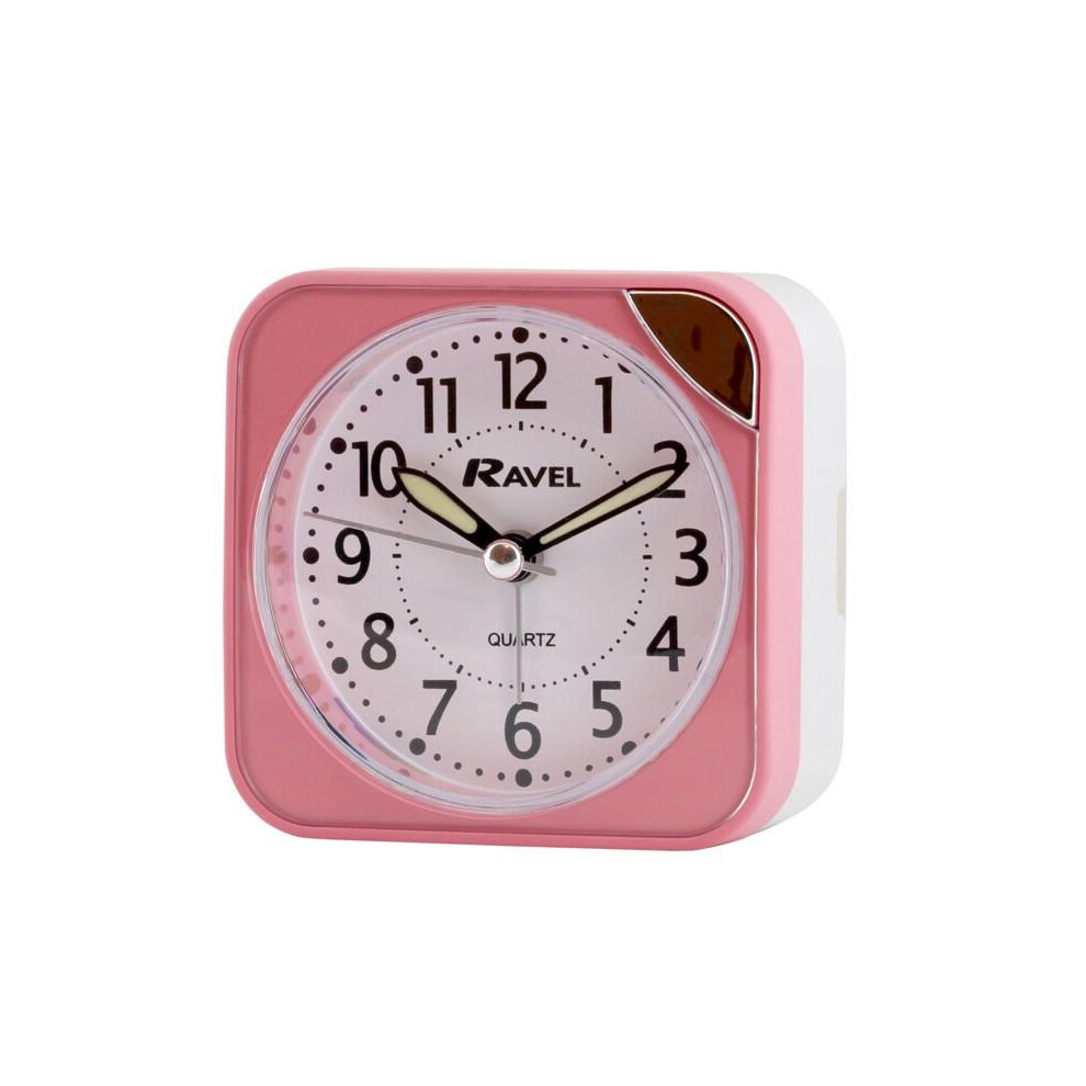 Ravel Small Square Quartz Travel Alarm Clock - Pink RC001.2