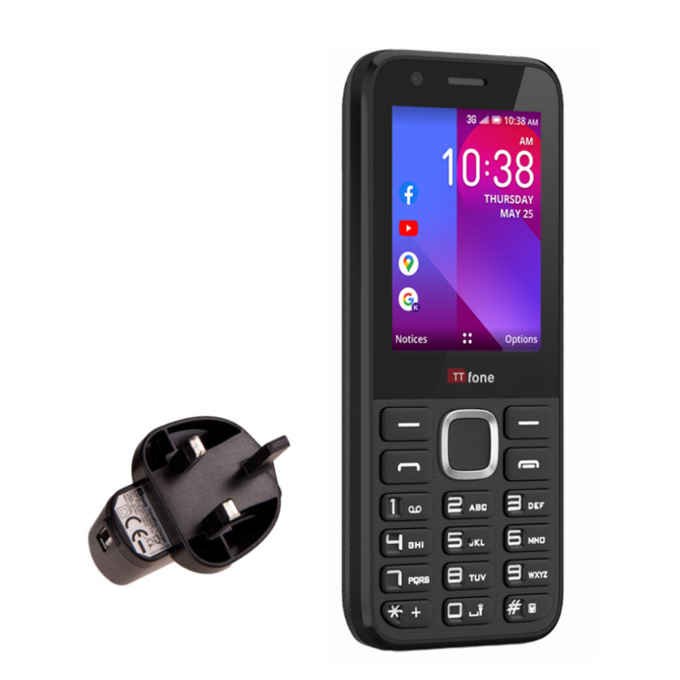 Ttfone Tt240 Simple Easy To Use Mobile Phone With Mains Charger And O2 Pay As You Go Sim Card 5060269750011