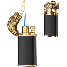 Butane Torch Lighter - Magic Dual Flame Tiger Lighter, Creative Windproof Lighter, Adjustable Refillable Dual Fire Cool Lighter For Outdoor Indoor (no