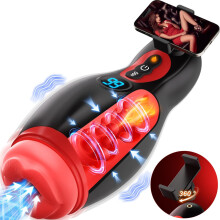 Male Masturbator Heating Sucion Pinch Stronger Vibration with Beads