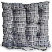 (Grey, Each) Seat Pad Dining Garden Kitchen Chair Cushions Checked