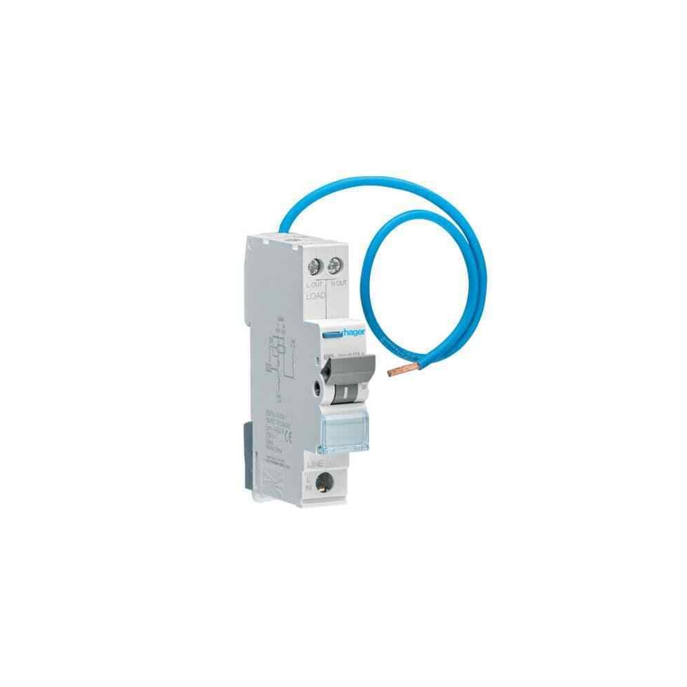HAGER RCBO 1P 6kA B-6A 30mA Type A 1M, ADA306G