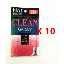 (Pack of 10) Gatsby Oil Clear Sheet High Power Super Absorbent -total 700 Sheets
