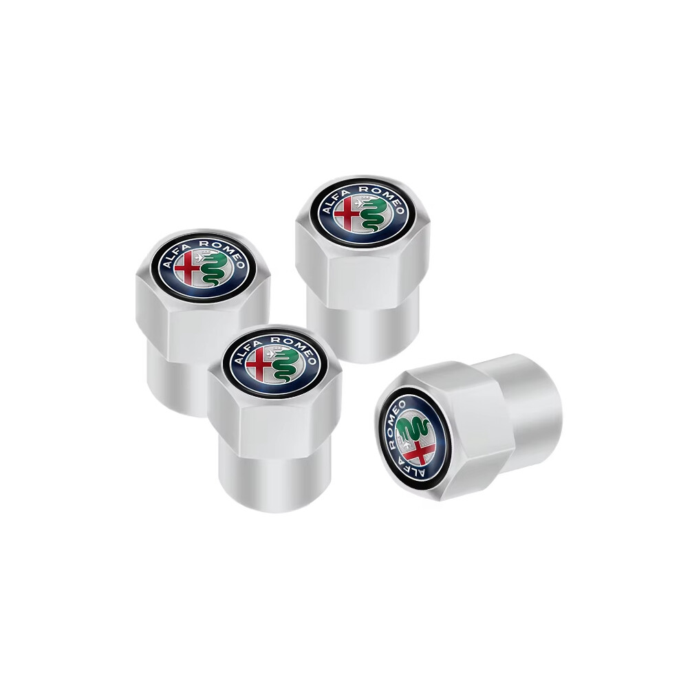 (B-4Pcs-Silvery) Car Wheel Tire Valve Caps Dust Accessories For Alfa Romeo Giulia Stelvio Giulietta 156 159 147 Mito Tonale Brera Disco V 6904739608596