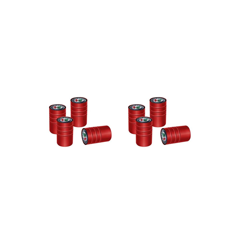 (A-8Pcs-) Car Wheel Tire Valve Caps Dust Accessories For Alfa Romeo Giulia Stelvio Giulietta 156 159 147 Mito Tonale Brera Disco V Red 6911630781679