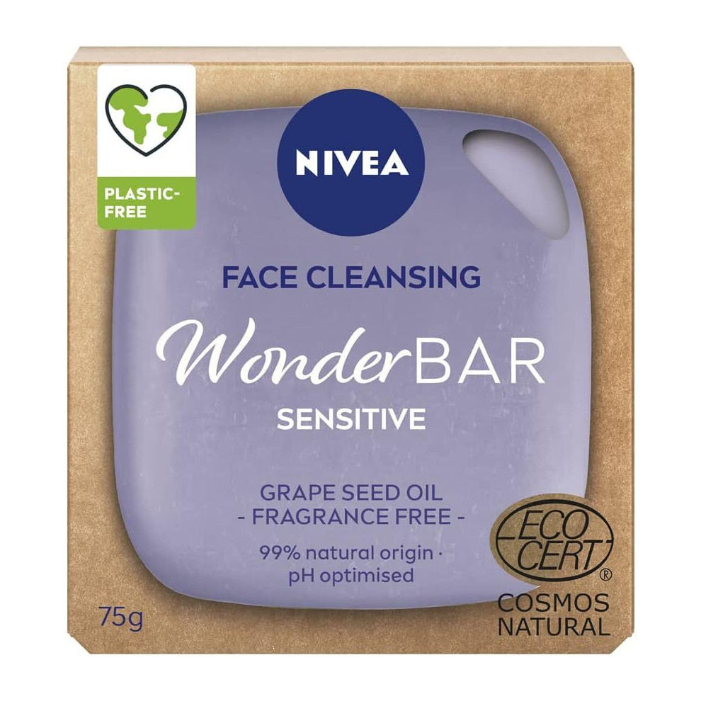 Nivea Face Cleansing Wonder Bar Sensitive Grape Seed Oil Fragrance Free 75g