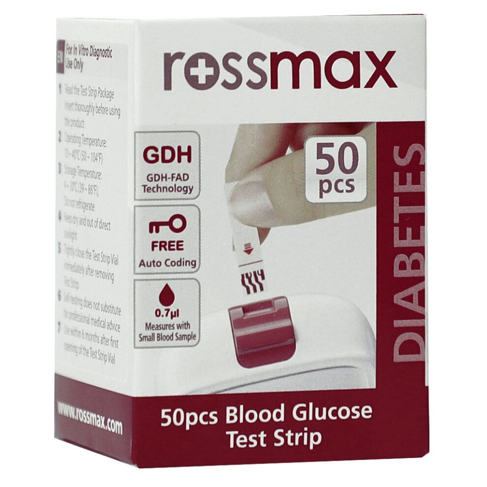 Rossmax HS200 Blood Sugar Test Strips | Diabetes Management |Accurate & Reliable Glucose Monitoring Pack of 50