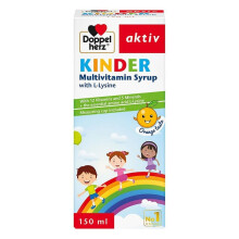 Doppelherz Aktiv Kinder Multivitamin Syrup with L-Lysine 150ml | Immune Support | Energy Boost | Growth & Development | Kid-Friendly Supplement