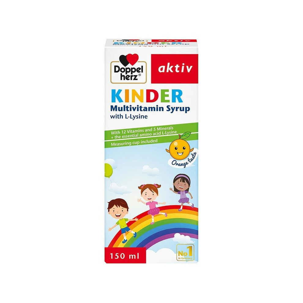 Doppelherz Aktiv Kinder Multivitamin Syrup with L-Lysine 150ml | Immune Support | Energy Boost | Growth & Development | Kid-Friendly Supplement