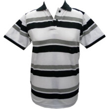 (Black, 18-20) Women's Black Stripe Polo Jersey