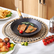 (29cm Dia) Cast Iron Skillet with Removable Handle& Oil Spout