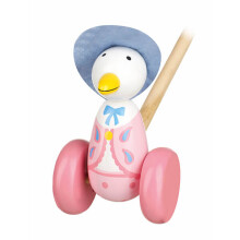 Orange Tree Toys Jemima Puddle Duck Push Along - Hand-Painted Wooden Baby Walker Toy, Non-Toxic, Beatrix Potter Classic
