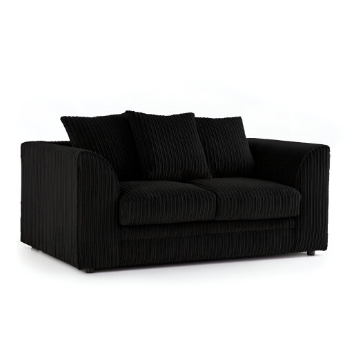(2 Seater , Black ) Jumbo Cord Scatter Back Sofas in Premium Fabric