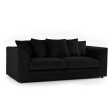 (3 Seater, Black ) Jumbo Cord Scatter Back Sofas in Premium Fabric