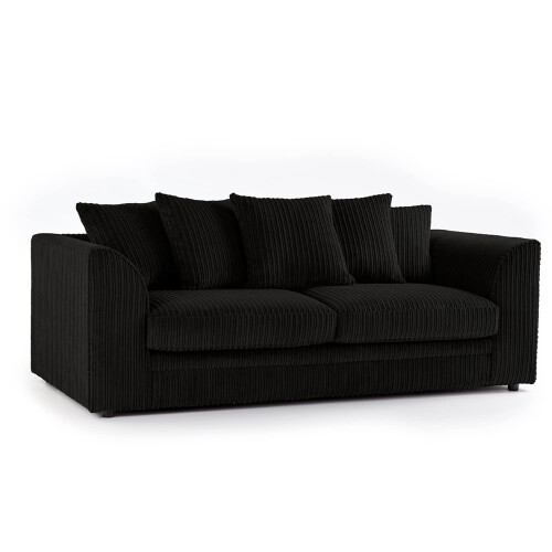 (3 Seater, Black ) Jumbo Cord Scatter Back Sofas in Premium Fabric