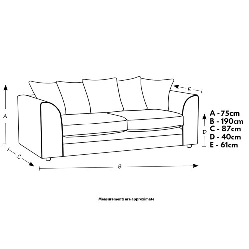 (3 Seater, Black ) Jumbo Cord Scatter Back Sofas in Premium Fabric 2