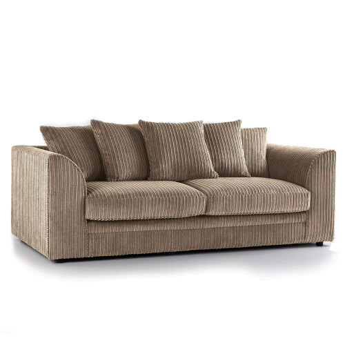 (3 Seater, Beige ) Jumbo Cord Scatter Back Sofas in Premium Fabric