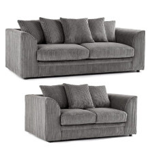 (3+2 Seater, Grey ) Jumbo Cord Scatter Back Sofas in Premium Fabric