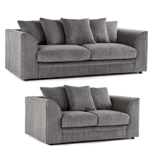 (3+2 Seater, Grey ) Jumbo Cord Scatter Back Sofas in Premium Fabric