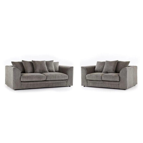 (3+2 Seater, Grey ) Jumbo Cord Scatter Back Sofas in Premium Fabric 2