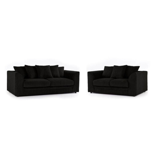 (3+2 Seater, Black ) Jumbo Cord Scatter Back Sofas in Premium Fabric 2
