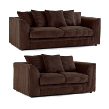 (3+2 Seater, Brown ) Jumbo Cord Scatter Back Sofas in Premium Fabric
