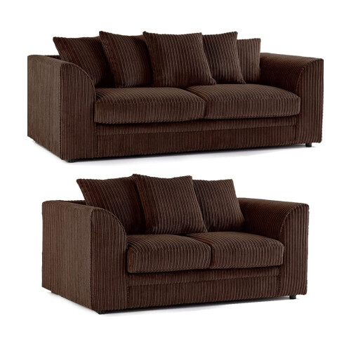 (3+2 Seater, Brown ) Jumbo Cord Scatter Back Sofas in Premium Fabric