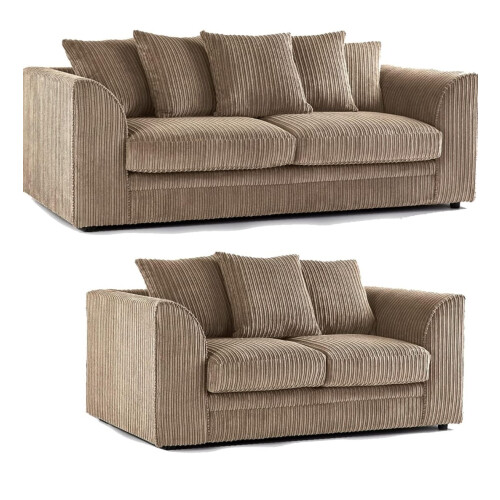(3+2 Seater, Beige ) Jumbo Cord Scatter Back Sofas in Premium Fabric