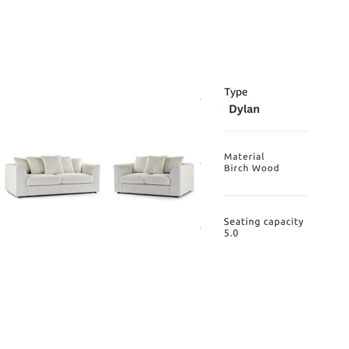 (3+2 Seater, Cream) Jumbo Cord Scatter Back Sofas in Premium Fabric 2