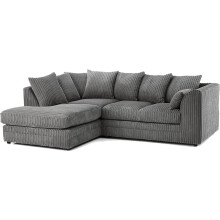 (Left Hand Corner , Grey ) Jumbo Cord Scatter Back Sofas in Premium Fabric