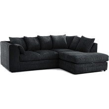 (Right Hand Corner , Black ) Jumbo Cord Scatter Back Sofas in Premium Fabric