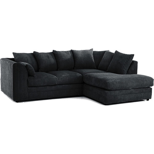 (Right Hand Corner , Black ) Jumbo Cord Scatter Back Sofas in Premium Fabric