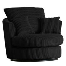 (Swivel Chair , Black ) Jumbo Cord Scatter Back Sofas in Premium Fabric