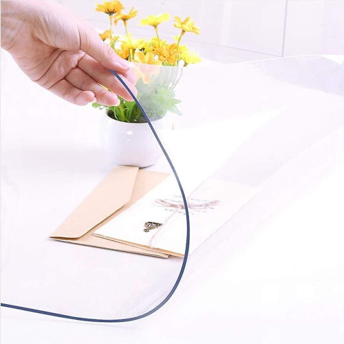 Custom Multi-size 1.5mm Thick Clear Pvc Table Cover Protector Waterproof Crystal Soft Plastic Tabletop Protective Pad - 60*120cm 2