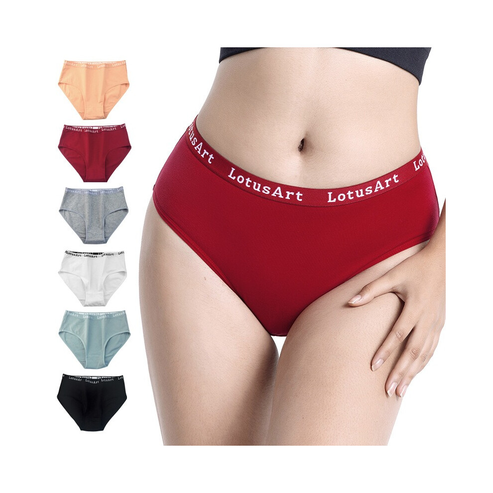 (6-piece set, XXL) 6 Pack Women's Underwear Pure Cotton Mid-High Rise Briefs-image-OPC-PFWY88J-NEW