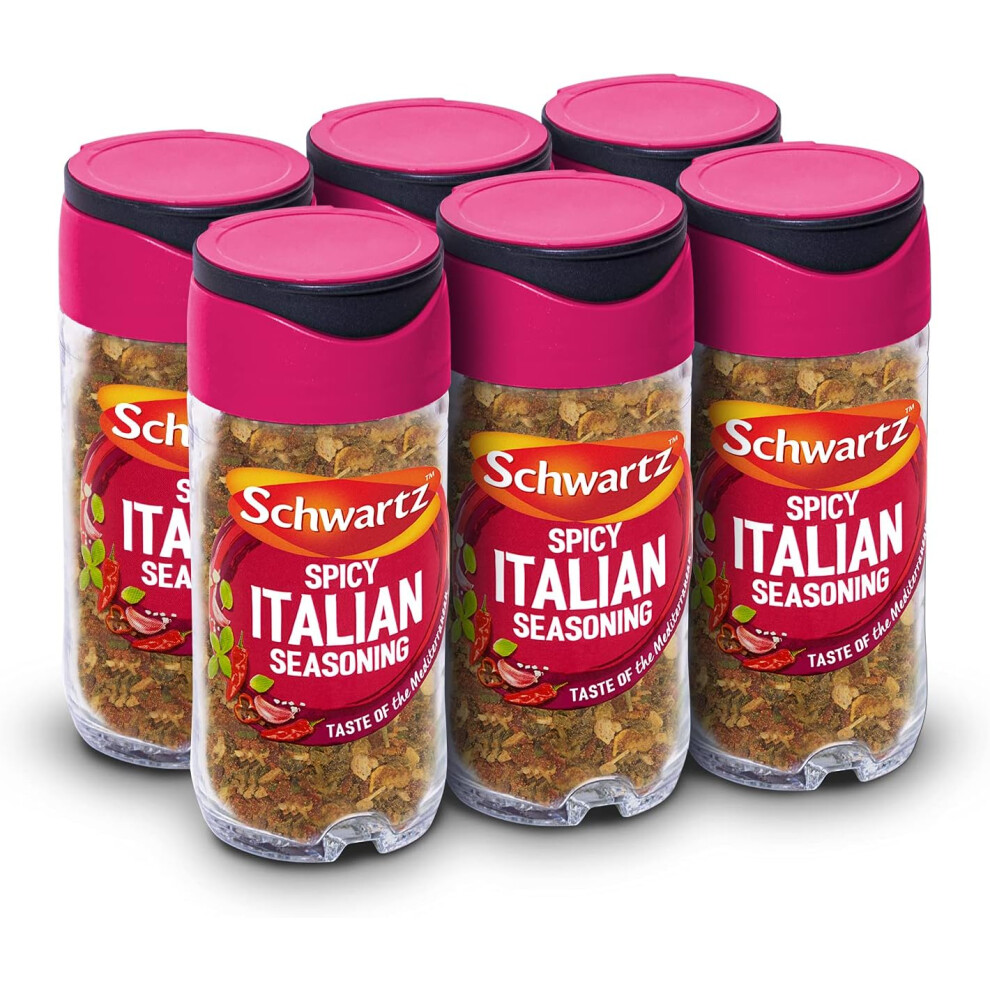 Schwartz Spicy Italian Seasoning 42 G Jar, Pack of 6, Expertly Blended with Peppers, Chilli Garlic & Basil, Bring a Little Taste of Italy Home