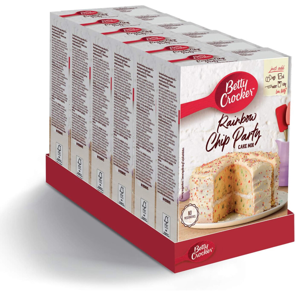Betty Crocker Rainbow Chip Party Cake Mix 425G (Pack Of 6) Red