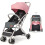 Casart Folding Baby Stroller Pushchair With Convertible Canopy Pink 1