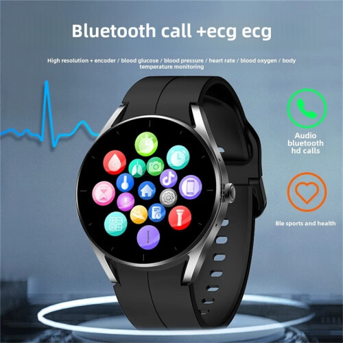 (Silver) Blood Sugar ECG Heart Rhythm Bluetooth Smart Watch 1