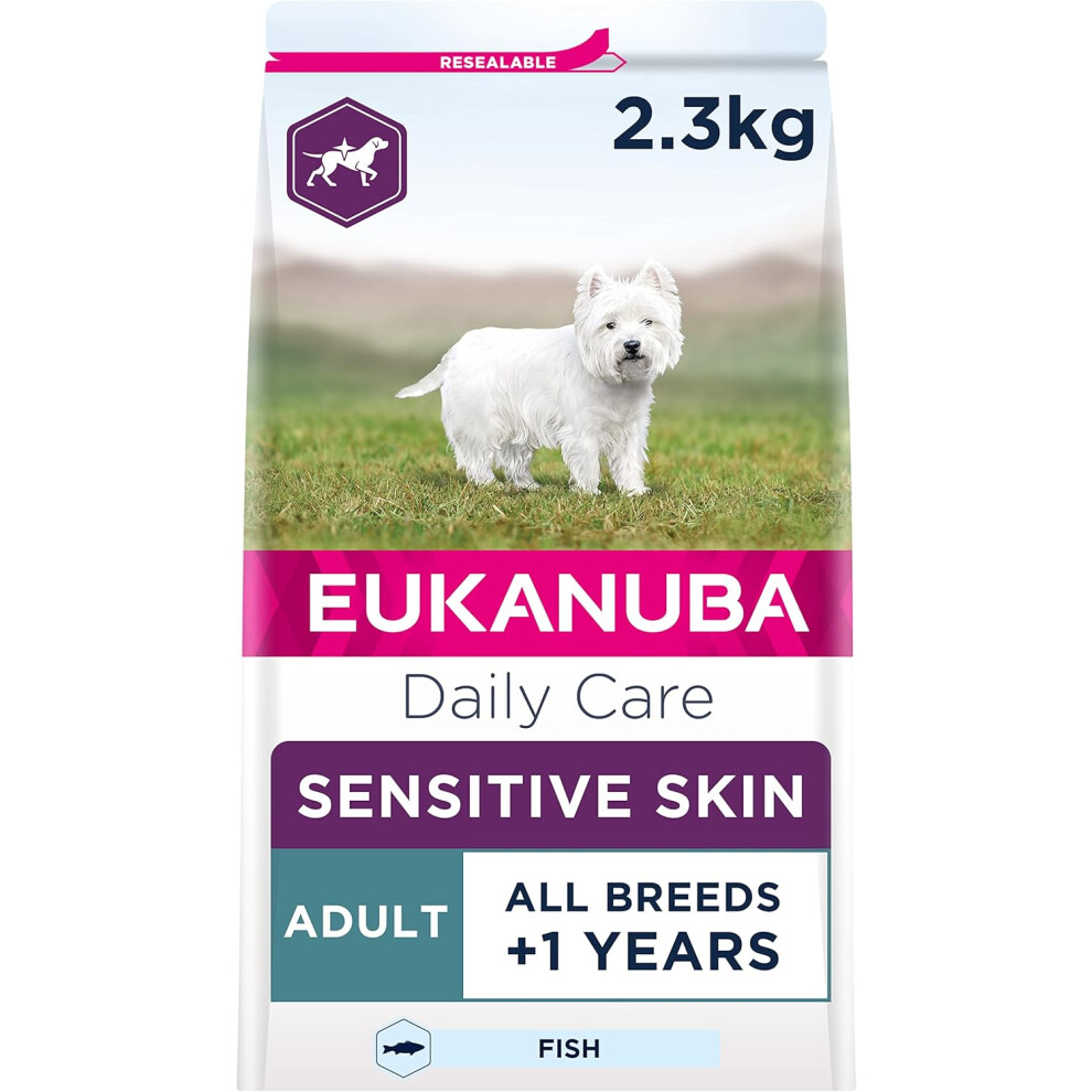Eukanuba Sensitive Skin Hypoallergenic Complete Dry Dog Food for Adult Dogs with Fish 2.3 kg