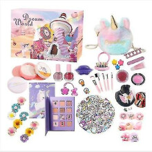 2022 Girls Unicorn Bag Advent Calendar 24 Days Kids Makeup Set Christmas Gifts 55pcs
