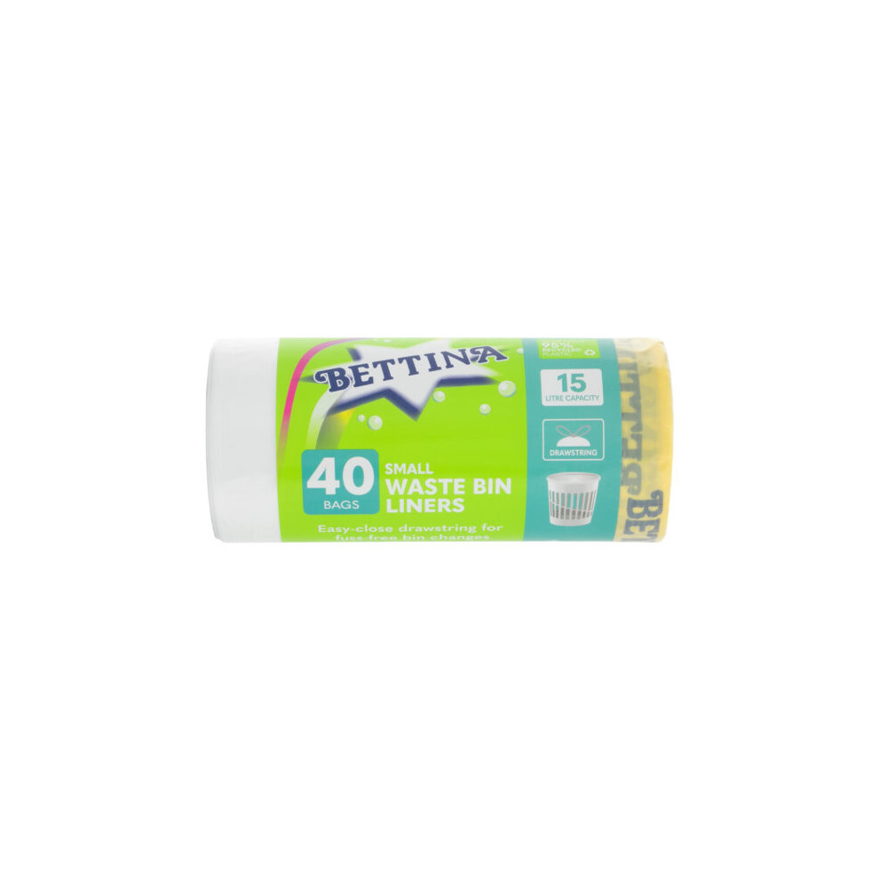BETTINA 40pce Small Waste Bin Liner with Draw string  & Lemon scent 15 litre capacity