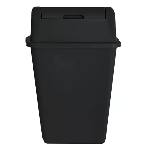 (Black) Plastic Rubbish Bin Swing Flip Top Dustbin 30L 2