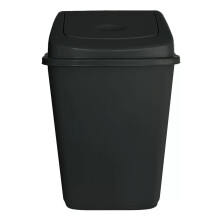 (Black) Plastic Rubbish Bin Swing Flip Top Dustbin 30L