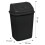 (Black) Plastic Rubbish Bin Swing Flip Top Dustbin 30L 5