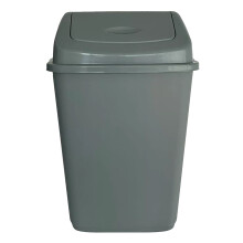 (Silver) Plastic Rubbish Bin Swing Flip Top Dustbin 30L